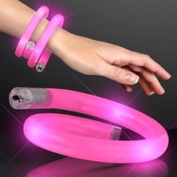 PINK Flashy LED Flashing Light Up Curl Tube Wrap Bracelets